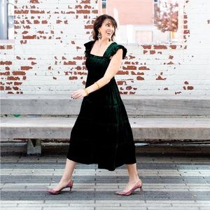 Hill House Green Velvet Nap Dress